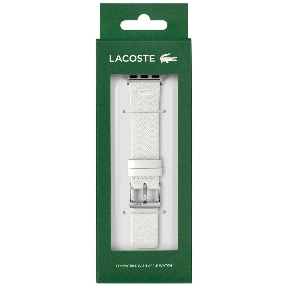Lacoste Apple Watch Strap White Embossed Leather | 38mm & 40mm